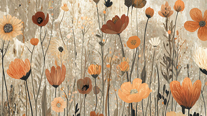 Floral Art Print or Autumn Flowers Design