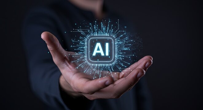 Hand holding AI logo