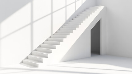 Fototapeta premium abstract white basement stairway to the day light 3d render illustration