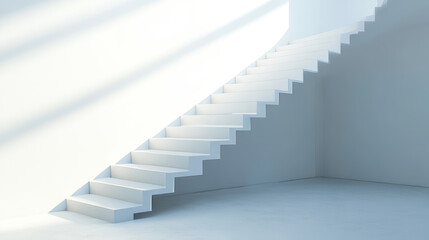 Obraz premium abstract white basement stairway to the day light 3d render illustration