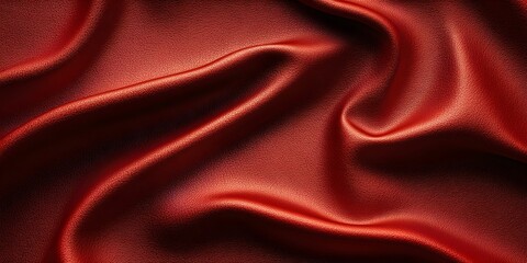 Fototapeta premium Luxurious red silk fabric draped elegantly with gentle folds and soft reflections