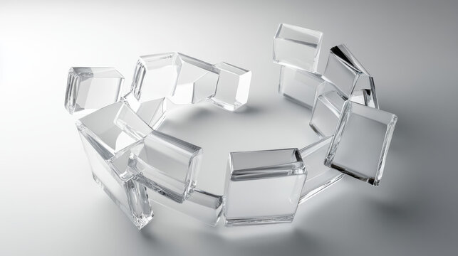 abstract white transparent glas squares forming a ring structure illustration 3d render illustration