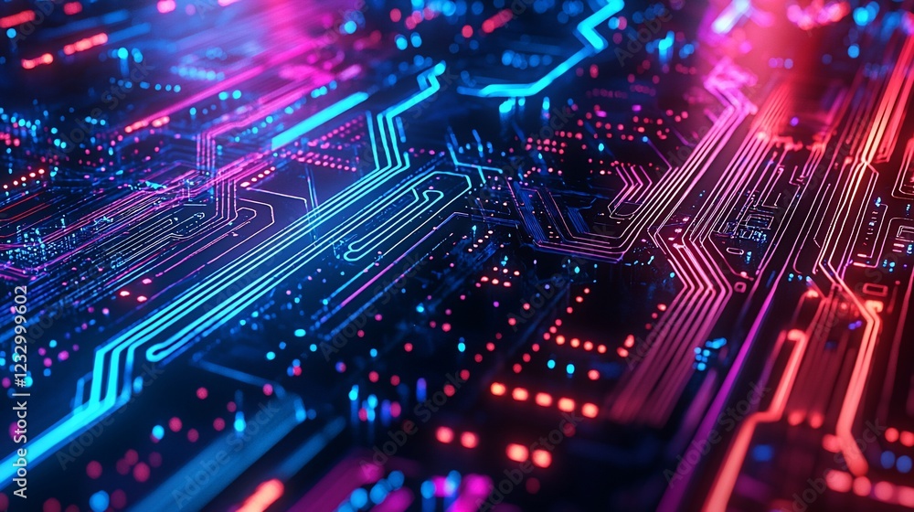 Poster Abstract Neon Circuit Board Design Technology
