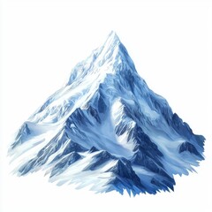 Obraz premium Majestic snow-capped mountain peak against a bright blue sky, isolated on a clean white background