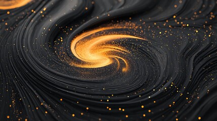Obraz premium A swirling, cosmic pattern features vibrant orange highlights against a dark, textured backdrop, evoking a sense of depth and motion.