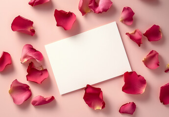 Romantic Valentine&rsquo;s Day Card Featuring Beautiful Rose Petals