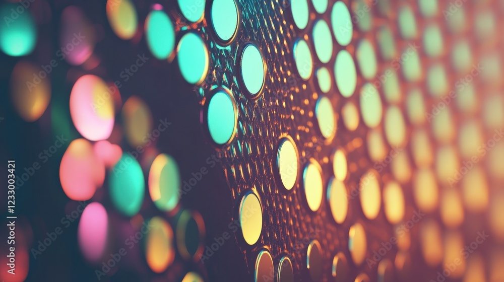 Poster Abstract Colorful Circular Lights Pattern Design
