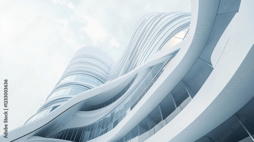 Poster modern futuristic technology architecture design with white surface 3d render illustration