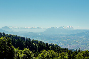 Panoramic view from Pfander mountain to lake Bodensee, Vorarlberg, Austria