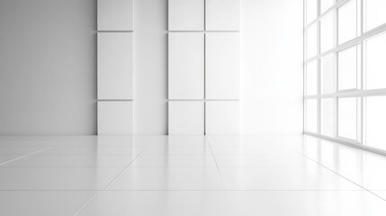 abstract wall polygon white geometric structure with triangular shapes on white background 3d render illustration