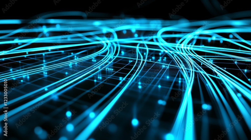 Poster a futuristic 3d render of an abstract circuit board featuring a central processing unit