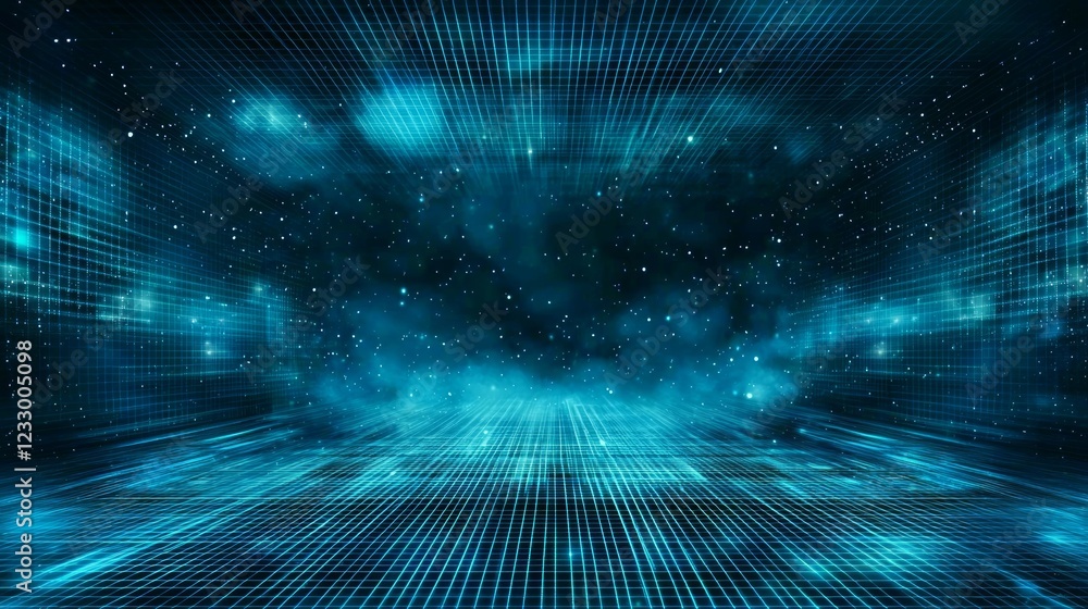 Poster a 3d visualization of an abstract futuristic circuit board with a central processing unit