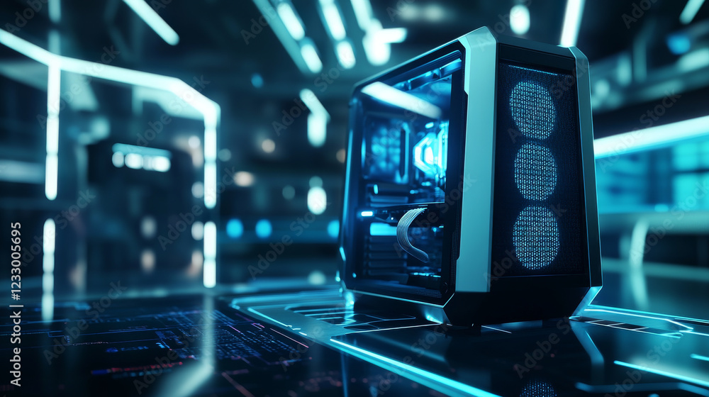 Aufkleber futuristic computer surface hardware technology object background 3d render illustration wallpaper