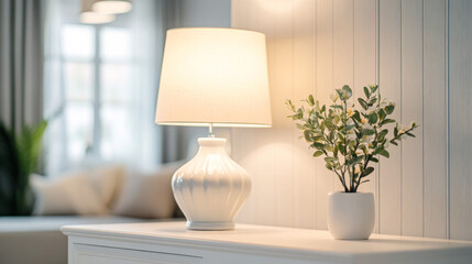 modern elegant minimalistic design commode with white simple lamp 3d render illustration