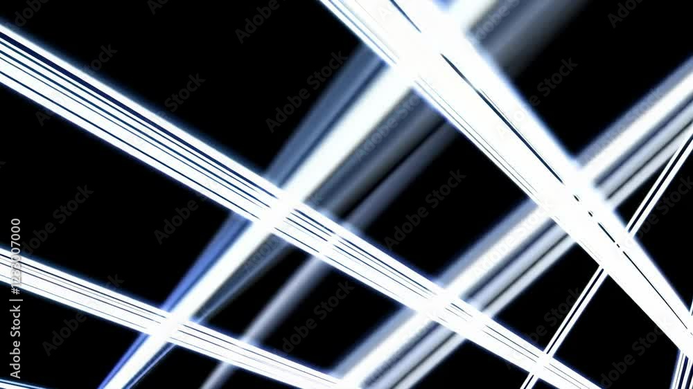 Poster luminous laser beams intersecting in dark space. abstract light pattern. futuristic technology conce