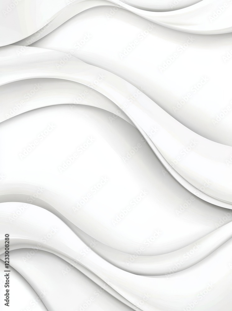 Poster a futuristic white striped pattern enveloped in light mist, depicted as a computer-generated geometr