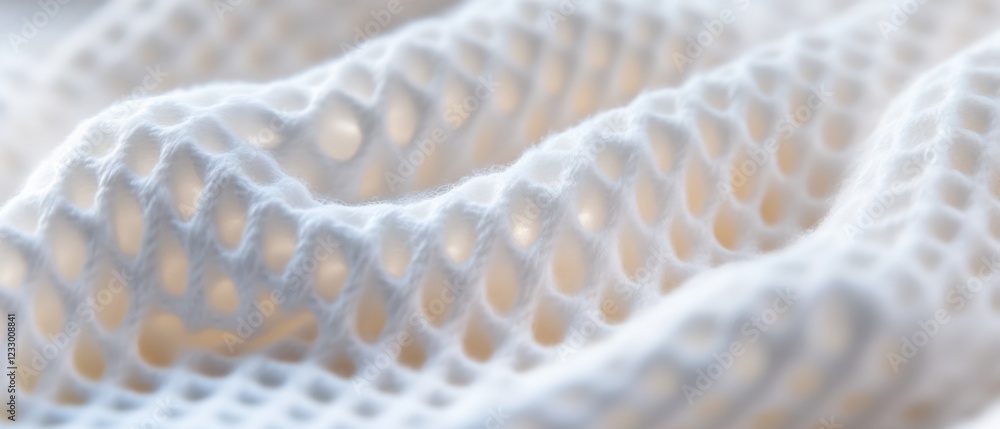 Poster close up of a textured white fabric with a unique woven pattern