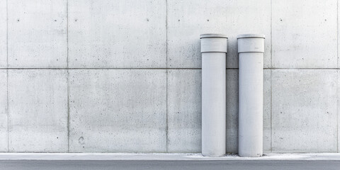 Plastic sewage pipe installation in a concrete building unfinished construction site. Laying of communications in a new building