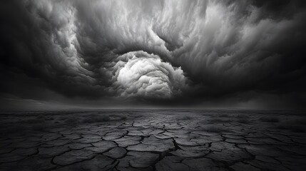 Somber Barren Landscape Under Overcast Sky
