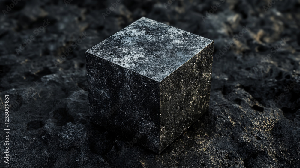 Poster black cube abstract texture background3d illustration render