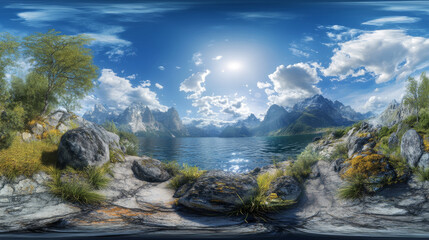 3d illustration spherical full 360 vr degrees hdr style panorama, technology 3D rendering