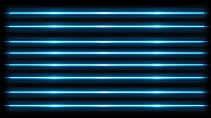 Obraz premium Bright Blue Horizontal Neon Lines On Black Background