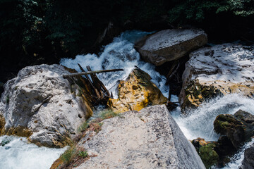 Stream of water in mountainous terrain