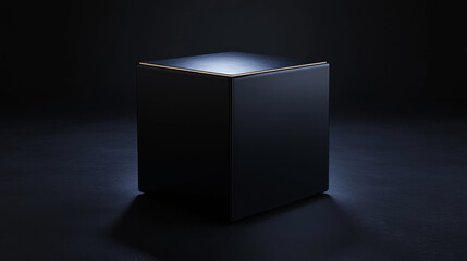 Black cube abstract texture with low key lighting background 3d illustration render