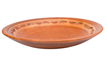 Empty ceramic plate isolated on white background. Clipping path included.