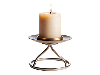 candlestick with candle isolated on white background. Transparent PNG