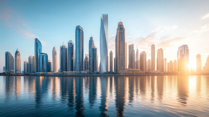 Obraz premium Abstract city scape sky line 3d render illustration