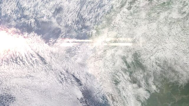 Zooming in on Machala, Suriname frome space - Perfect for Travel Intros and Backgrounds. Realistic 3D Animation.