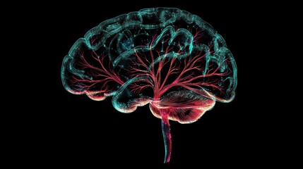 Abstract human brain, neural network, glowing.