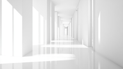 Obraz premium futuristic puristic modern white building interior hallway 3d render illustration