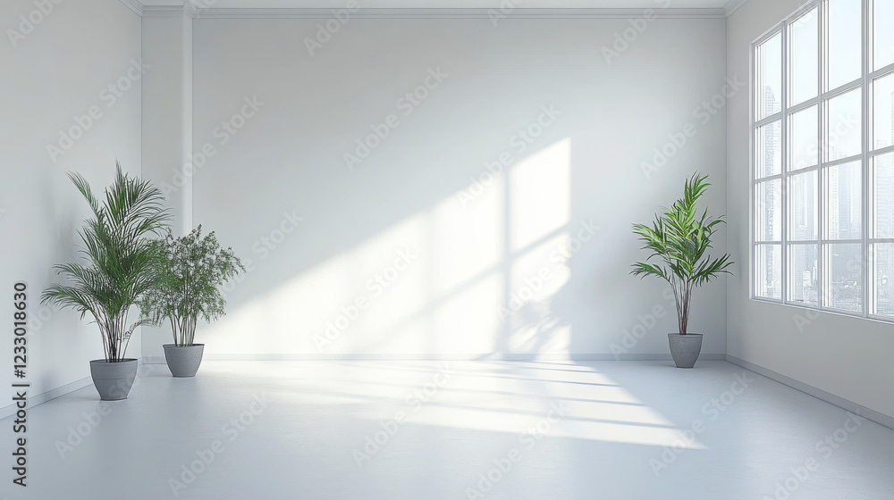 Aufkleber empty studio white backdrop background abstract 3d render illustration with modern minimalistic desi