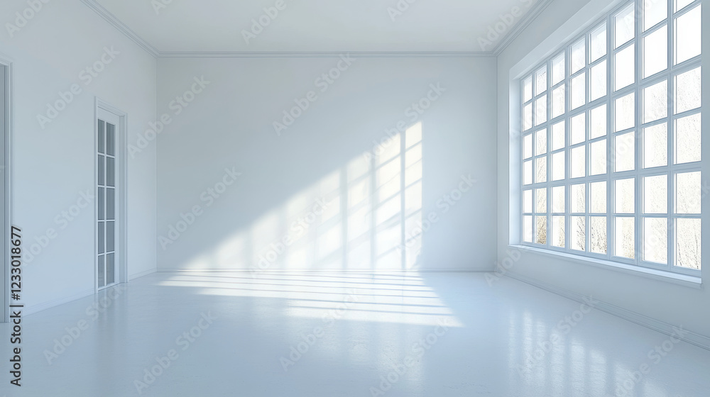Aufkleber empty studio white backdrop background abstract 3d render illustration with modern minimalistic desi