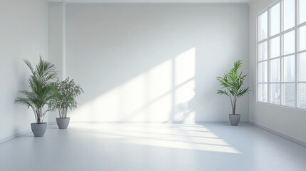 Obraz premium Empty studio white backdrop background abstract 3d render illustration with modern minimalistic design