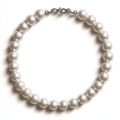Obraz premium Elegant pearl necklace with a minimalist clasp, centered on a clean white background