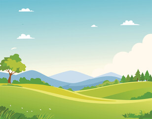 Obraz premium landscape with trees and hills