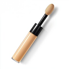 Obraz premium Full-coverage concealer tube with a soft applicator brush, isolated on a clean white background