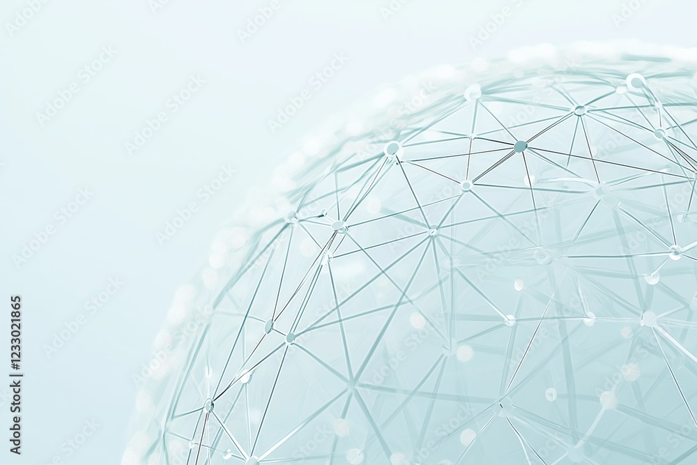 Poster minimalist abstract digital network structure symbolizing connection, communication, technology, big