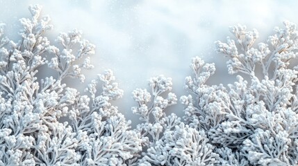 Snowy branches against a soft, light winter background, ideal for festive designs