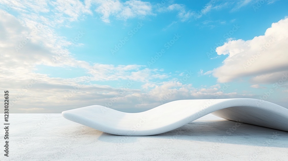 Poster a 3d rendering of an abstract futuristic building featuring an empty concrete floor, designed as a s