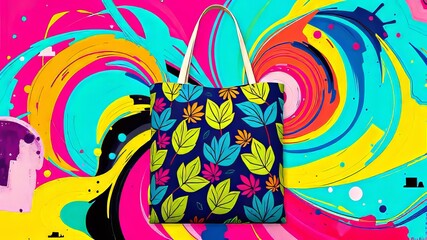 Vibrant Eco Bag Design - Sustainable Pattern Art