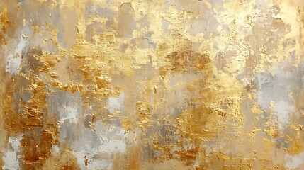 Abstract Gold and Gray Textured Canvas Painting