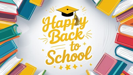 Banner template with back to school sign, Back to school, knowledge day. Banner, poster, brochure, background. cartoon style illustration