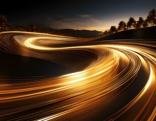 golden light trail forming curve light trail of motion clipart transparent