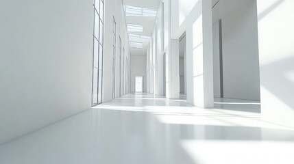 Obraz premium abstract white background architexture warehouse hall 3d render illustration