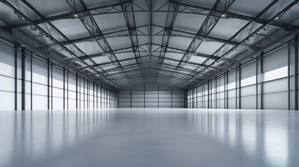 abstract white background architecture triangular warehouse hall 3d render illustration