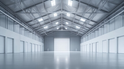 Obraz premium abstract white background architecture triangular warehouse hall 3d render illustration